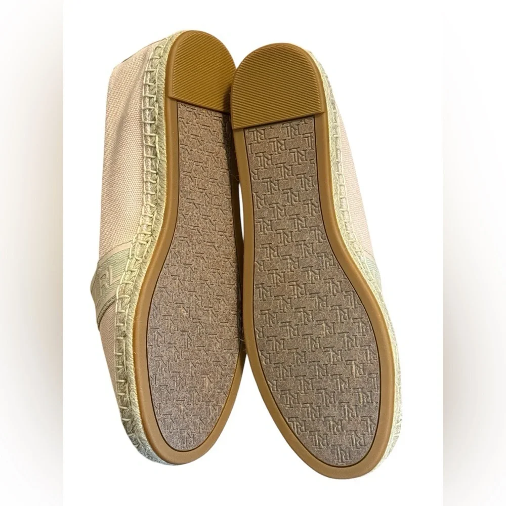 Lauren Ralph Lauren Caylee Canvas Espadrilles Pink Beige Size 7 NWOT
